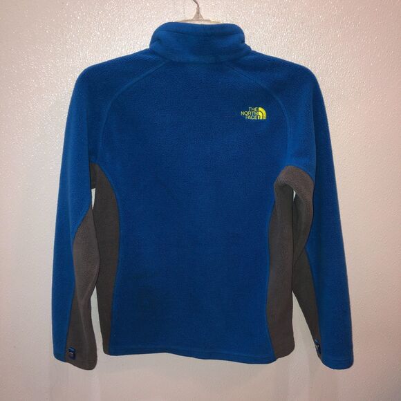 The North Face Boys Kids Large Blue Mock Neck Zip Up Fleece Jacket Size L 14 16 - Picture 6 of 10